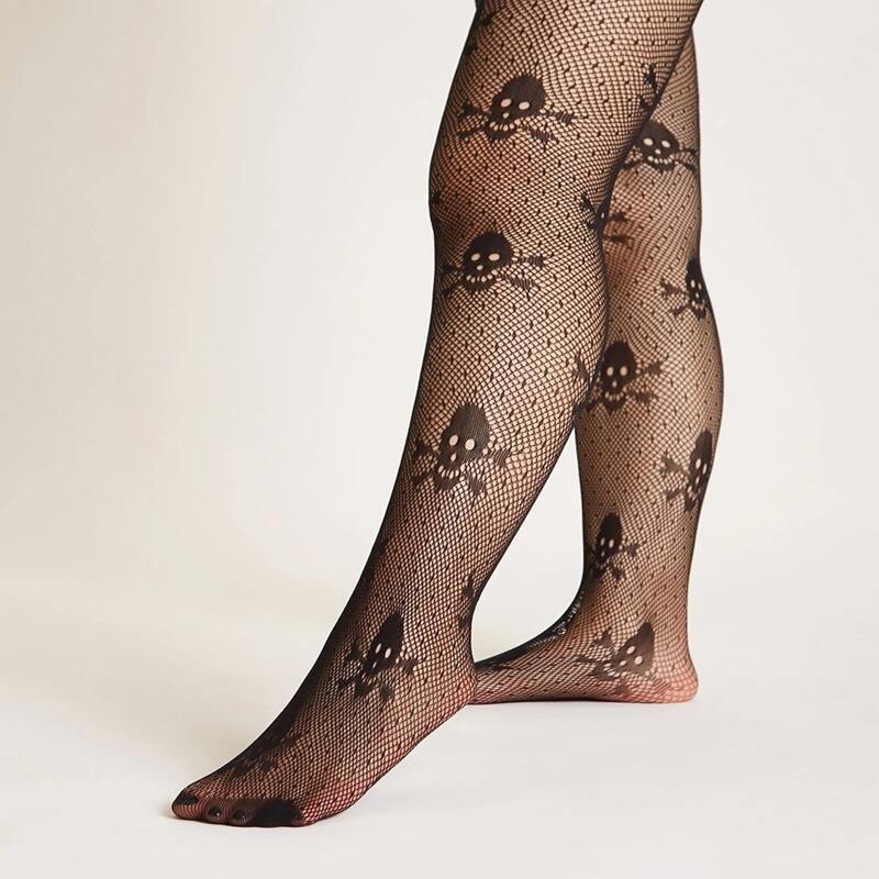 

Skull Pattern Tights, Black