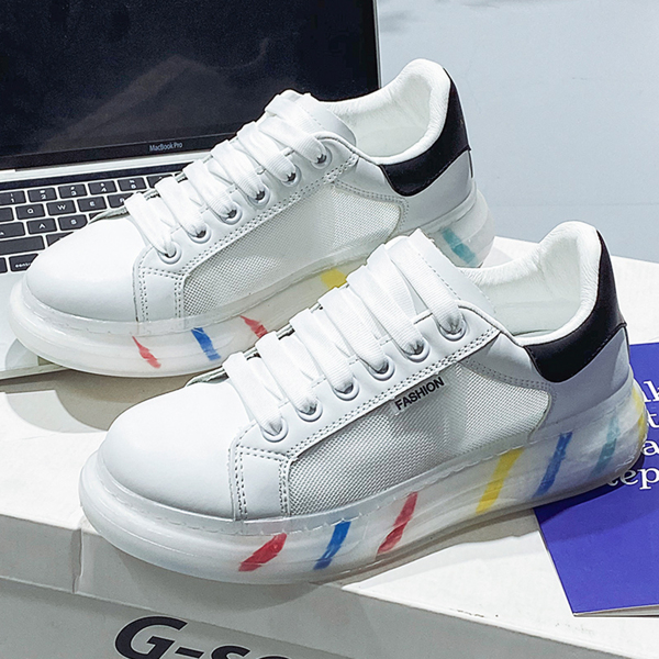 

Men Lace Up Front Mesh Skate Shoes, White