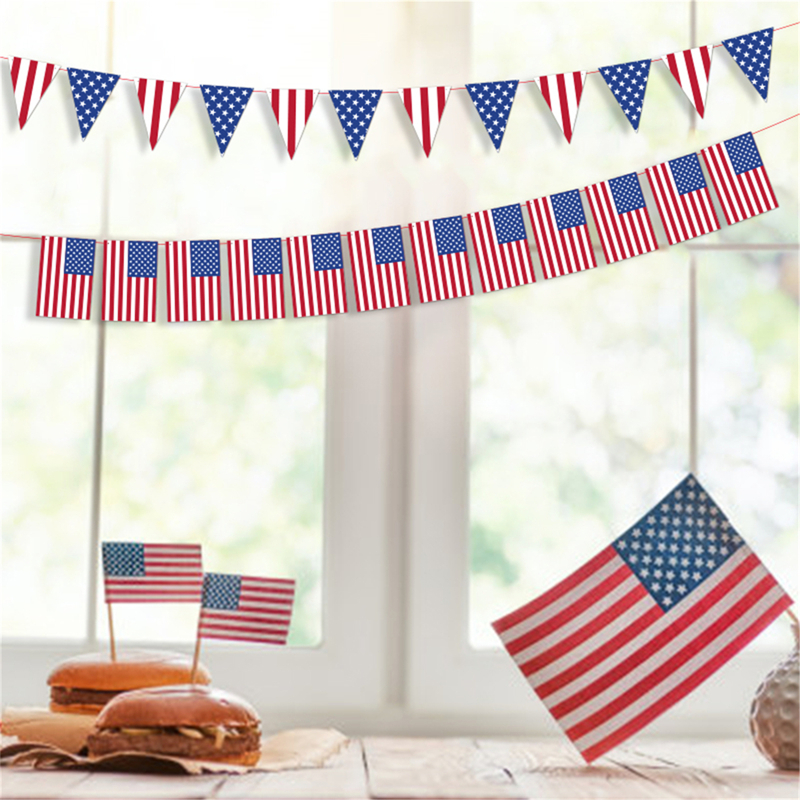 

2sets Independence Day Decorative Pull Flag, Multicolor