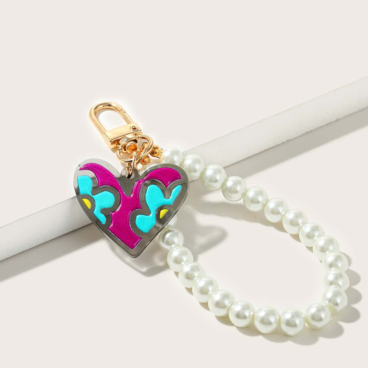 

Heart Decor Bag Charm, Blue