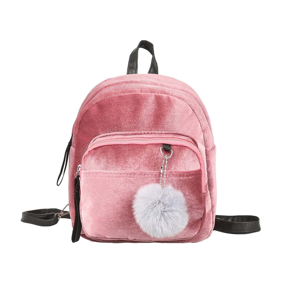 

Pom-Pom Decor Backpack, Pink