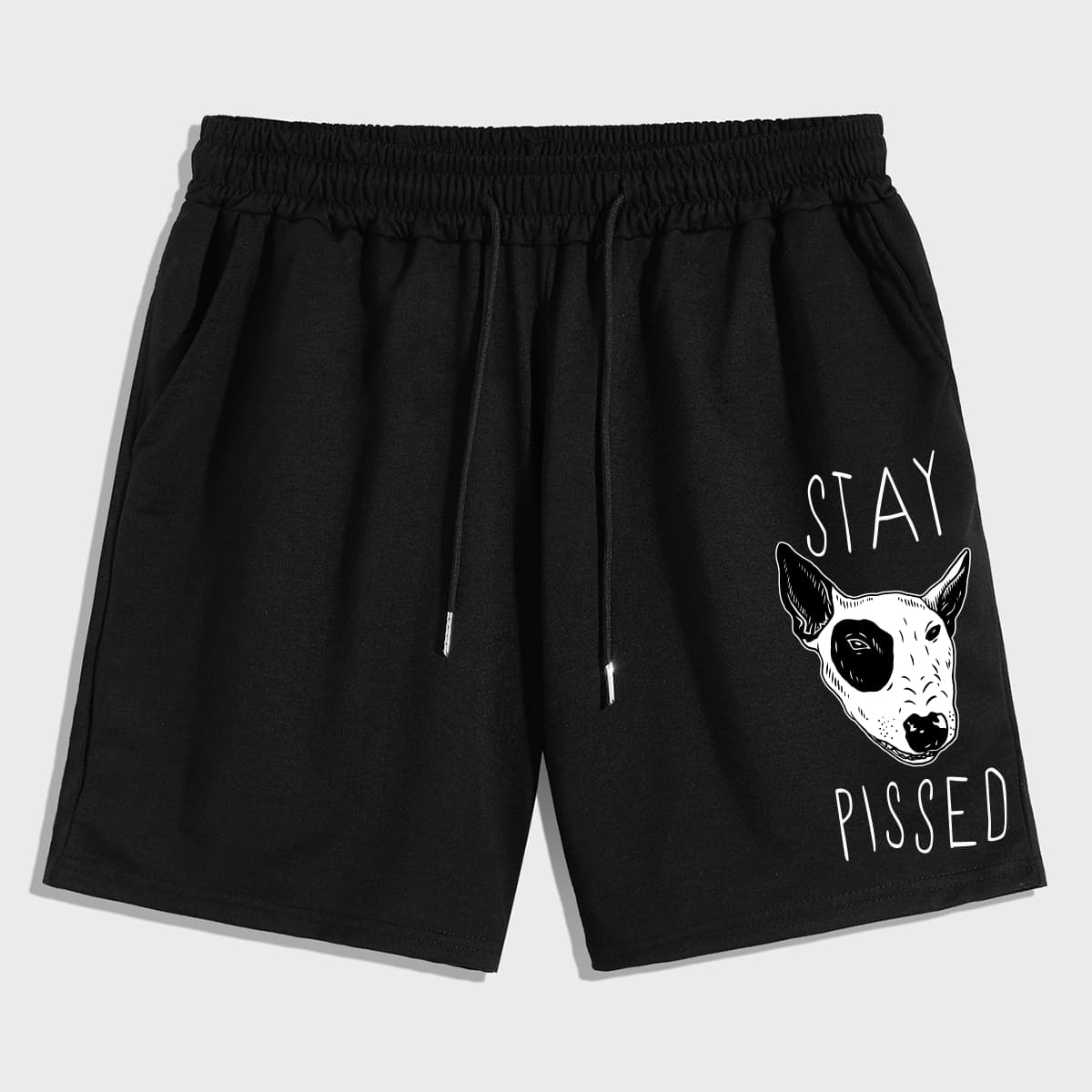 

Guys Letter Dog Graphic Drawstring Shorts, Black