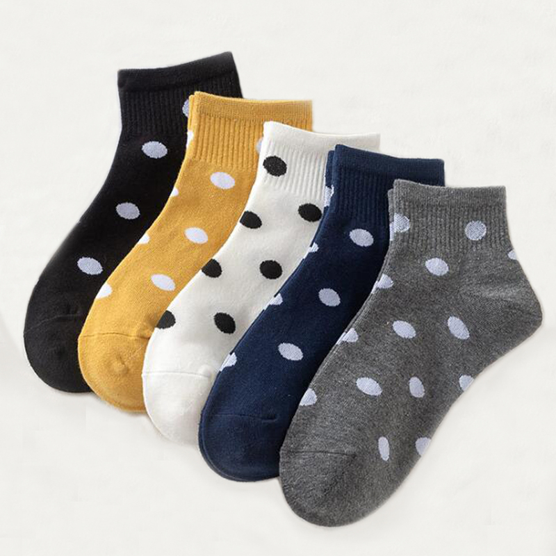 

5pairs Polka Dot Ankle Socks, Multicolor