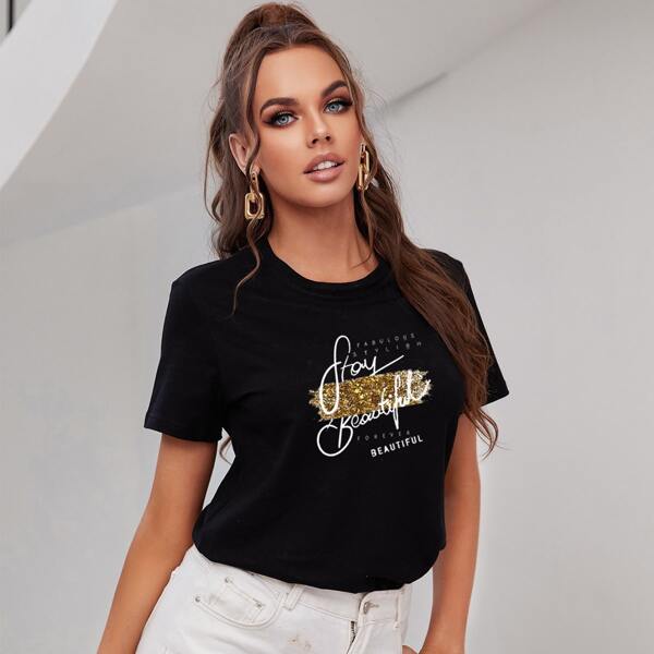 

Letter Graphic Tee, Black
