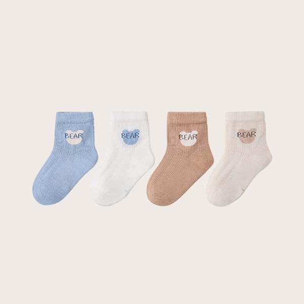 

4pairs Toddler Kids Letter Graphic Socks, Multicolor