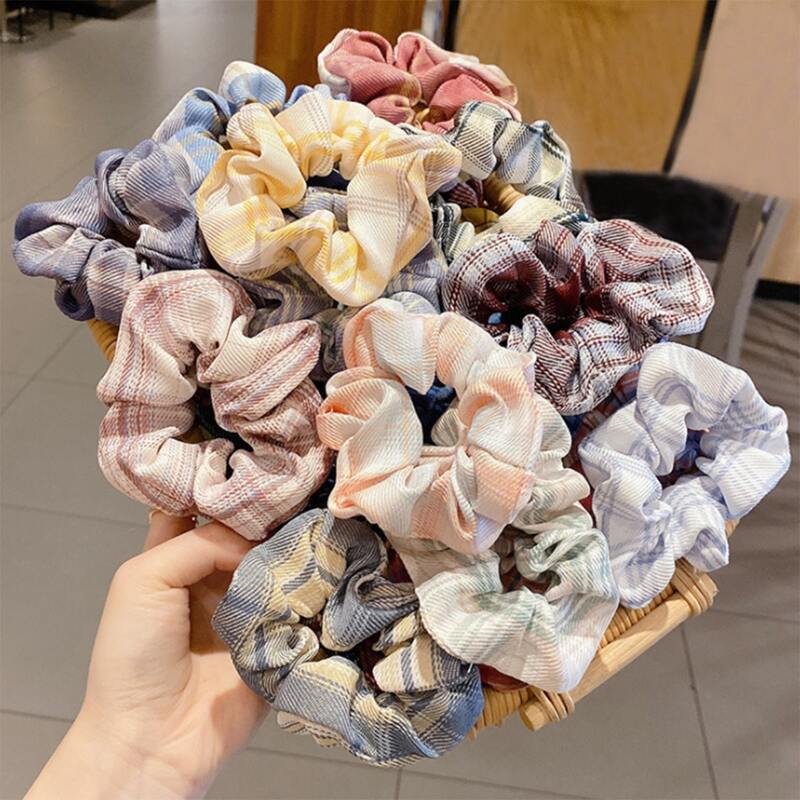 

5pcs Plaid Scrunchie, Multicolor