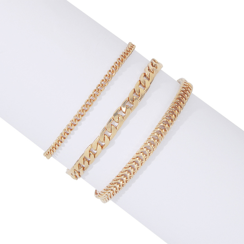 

3pcs Minimalist Chain Bracelet, Gold