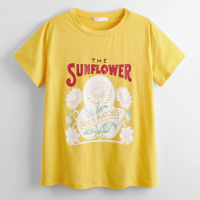 

Letter Sunflower Graphic Tee, Yellow