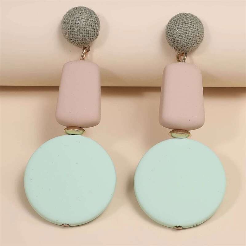 

Color Block Drop Earrings, Mint green