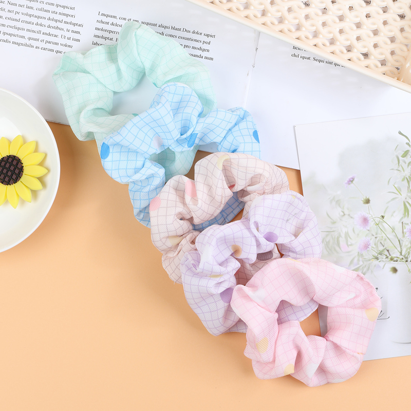 

5pcs Gingham Scrunchie, Multicolor