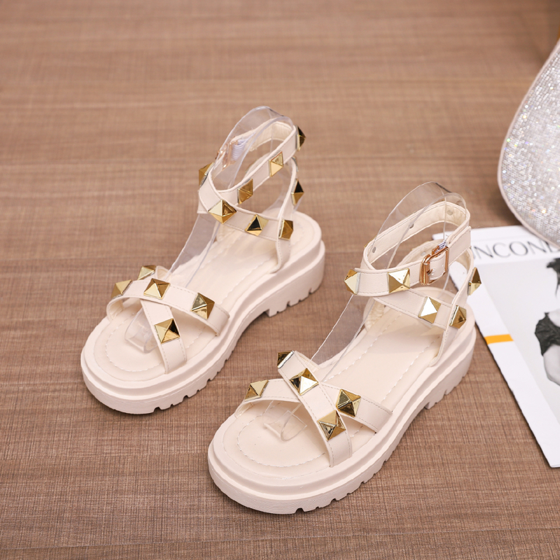 

Studded Decor Strap Sandals, Beige