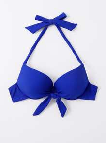 SHEIN Swim Top bikini con nudo delantero push up - azul real - Ver 3