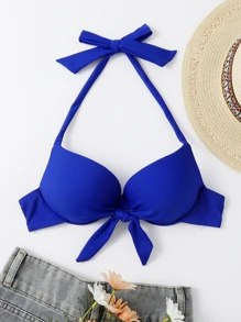 SHEIN Swim Top bikini con nudo delantero push up - azul real - Ver 5