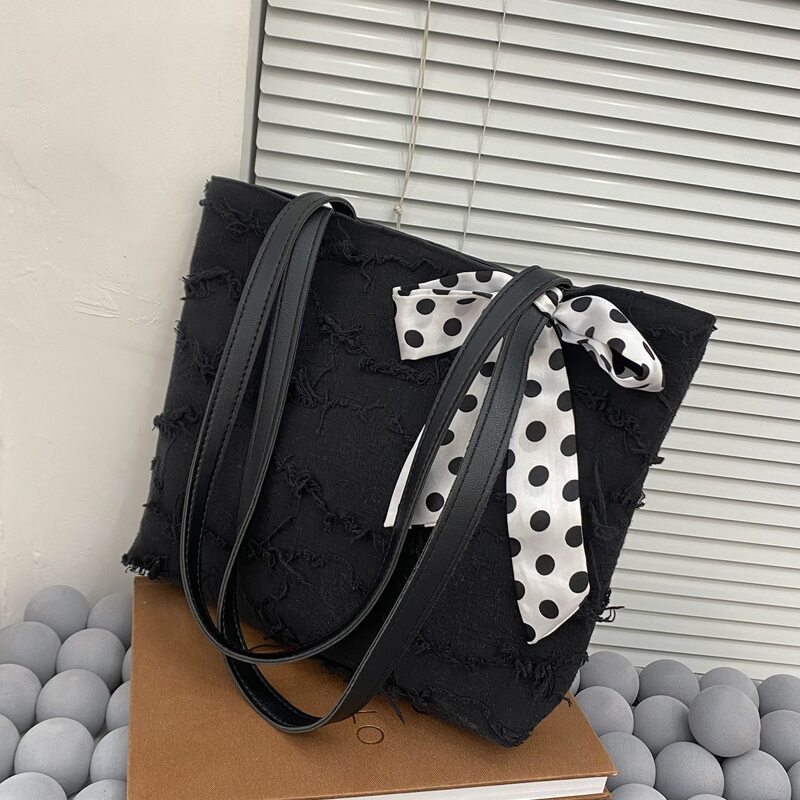 

Twilly Scarf Decor Tote Bag, Black