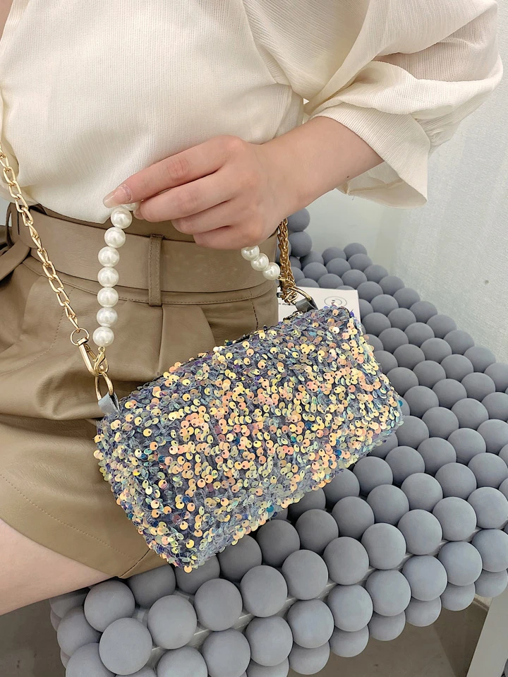 Es Esto Lo Nuevo de Bolso cartera con cadena con lentejuelas con