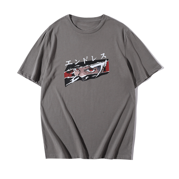 

Men Japanese Letter & Figure Graphic Tee, Dark grey