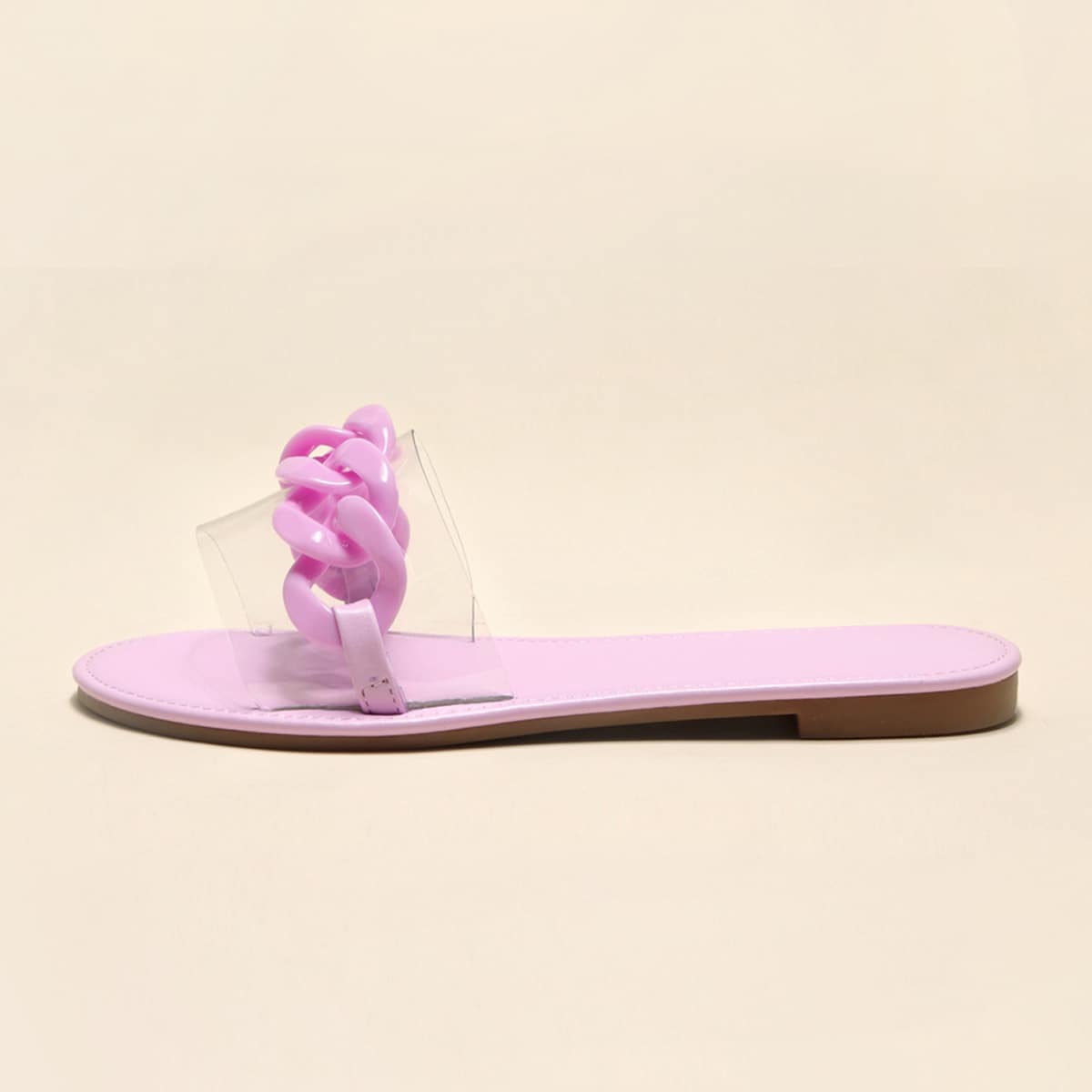 

Clear Chain Decor Slide Sandals, Purple