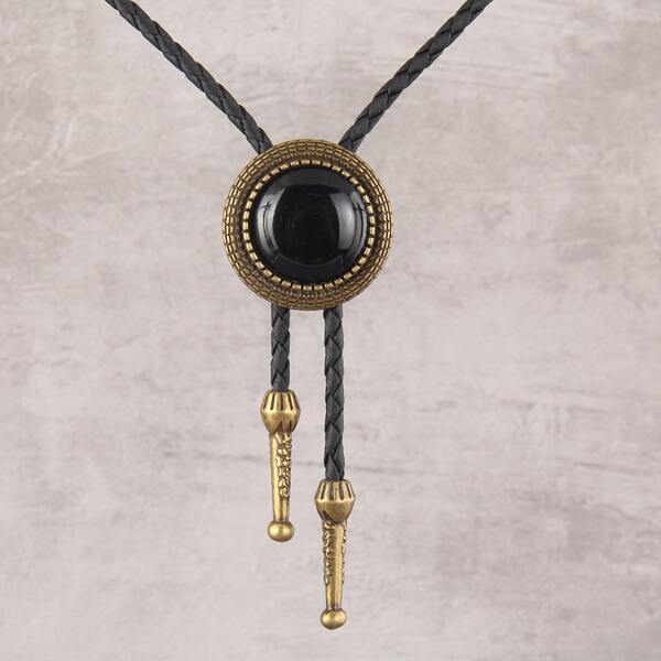 

Men Metal Decor Necklace, Black