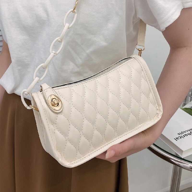 

Quilted Shoulder Bag, White