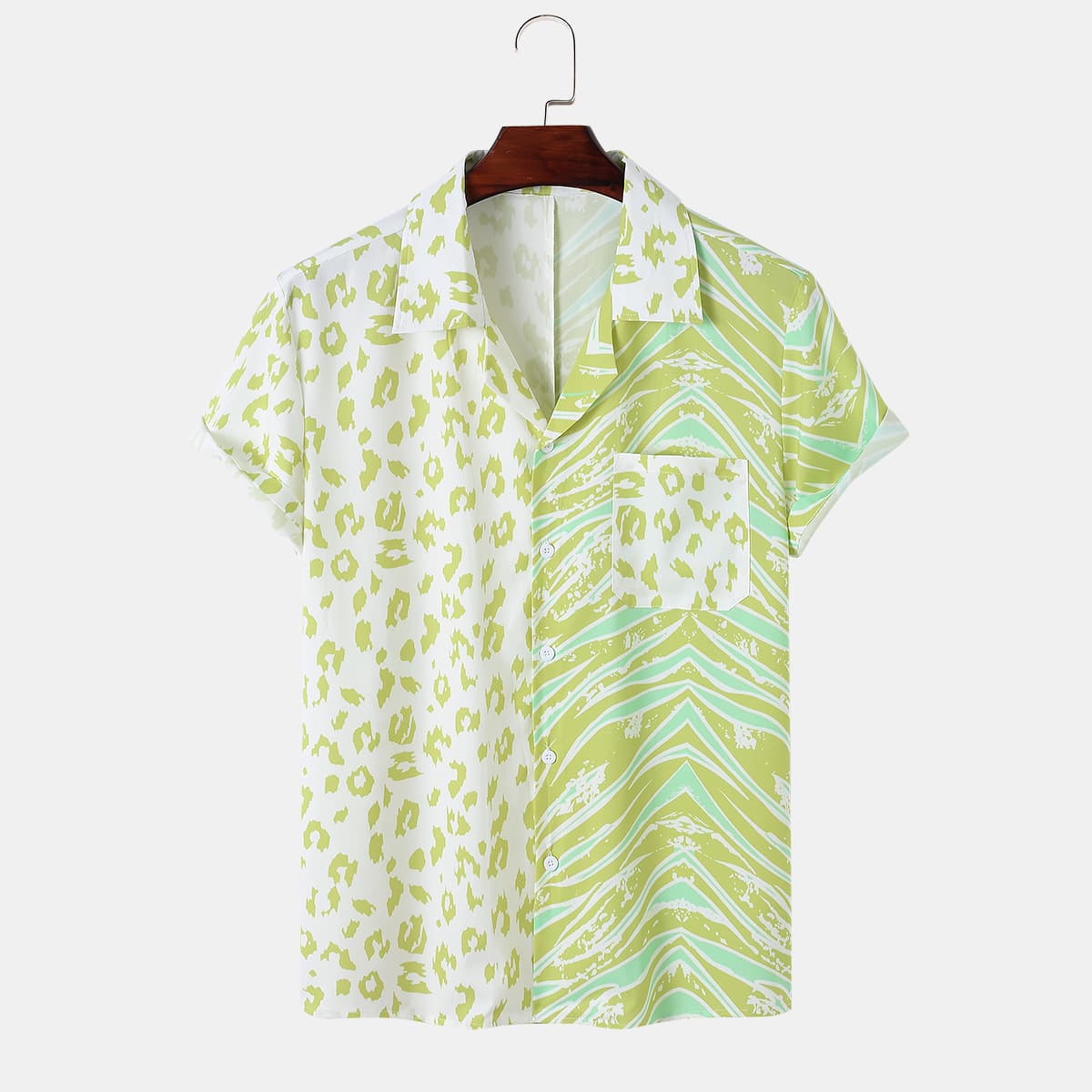 

Guys Spliced Button Up Shirt, Multicolor