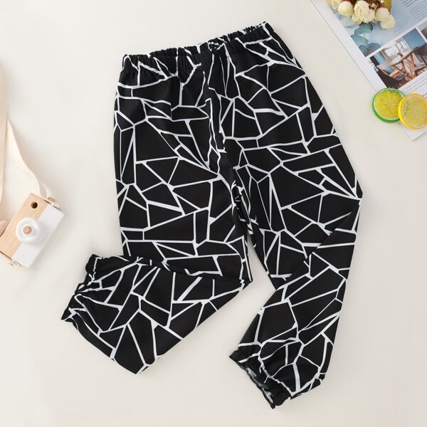 

Toddler Girls Graphic Print Pants, Black