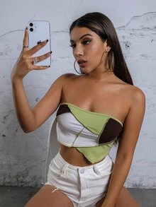 Áo nữ Bất đối xứng Khối Màu Gợi cảm - Nhiều màu - Xem 4