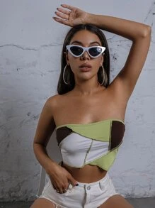 Áo nữ Bất đối xứng Khối Màu Gợi cảm - Nhiều màu - Xem 5