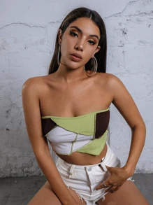 Áo nữ Bất đối xứng Khối Màu Gợi cảm - Nhiều màu - Xem 6