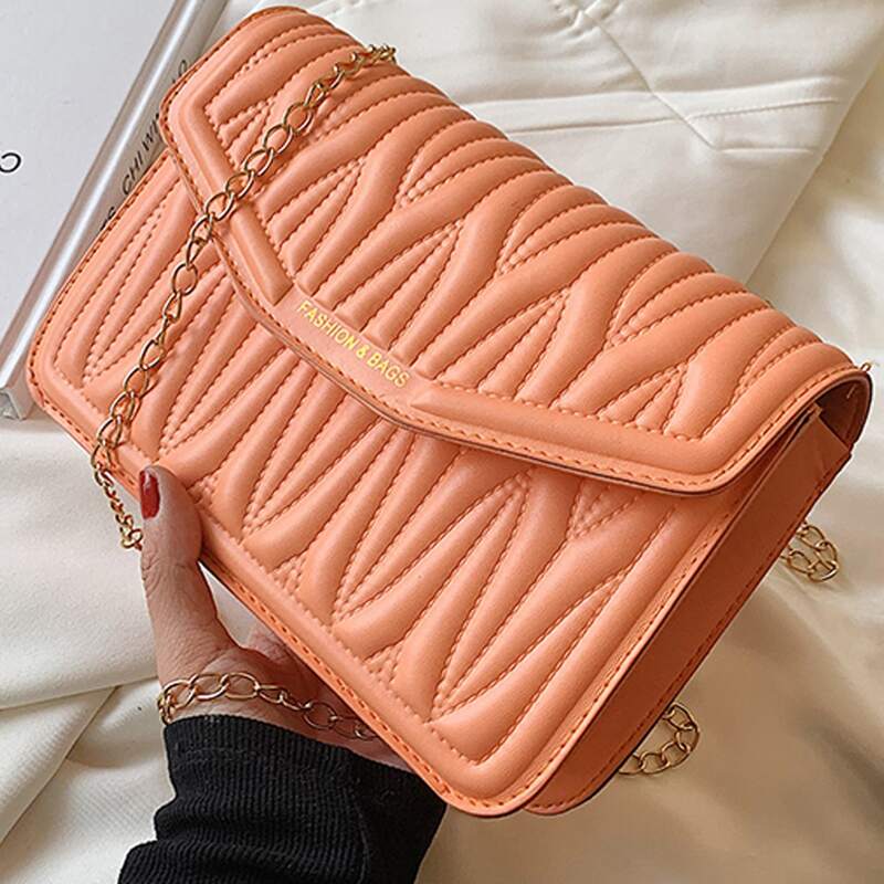 

Quilted Chain Crossbody Bag, Orange