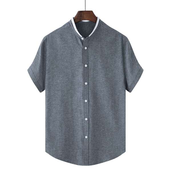 

Men Button Front Shirt, Dark grey