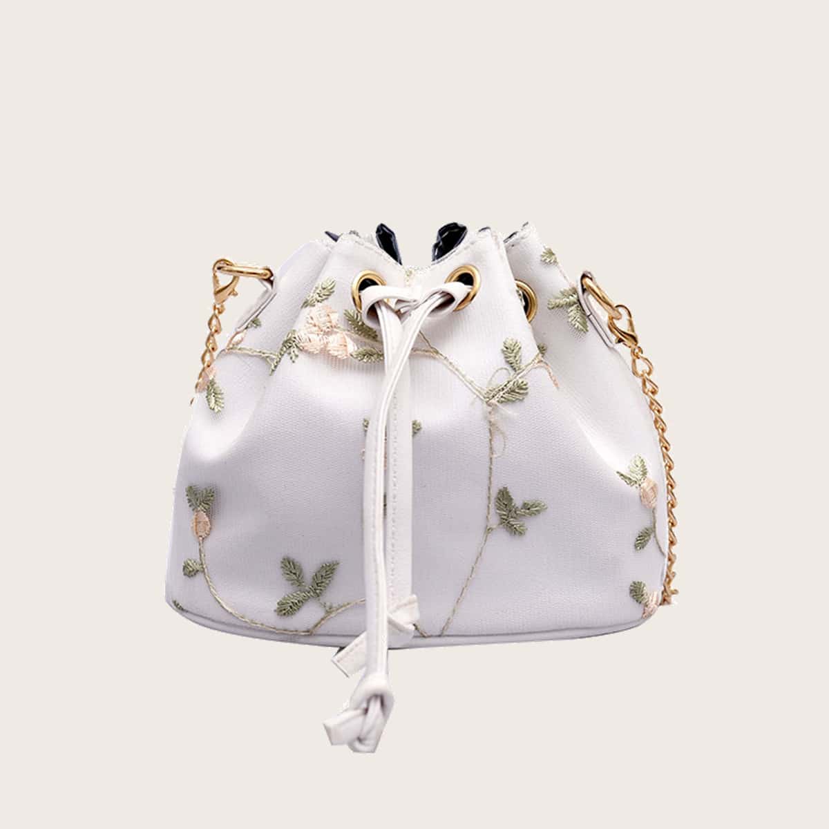 

Drawstring Crossbody Bag, White