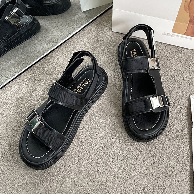 

Buckle Decor Sports Sandals, Black