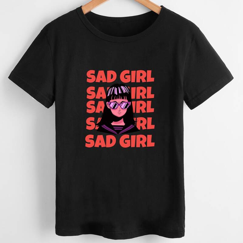 

Letter Cartoon Figure Graphic Tee, Black