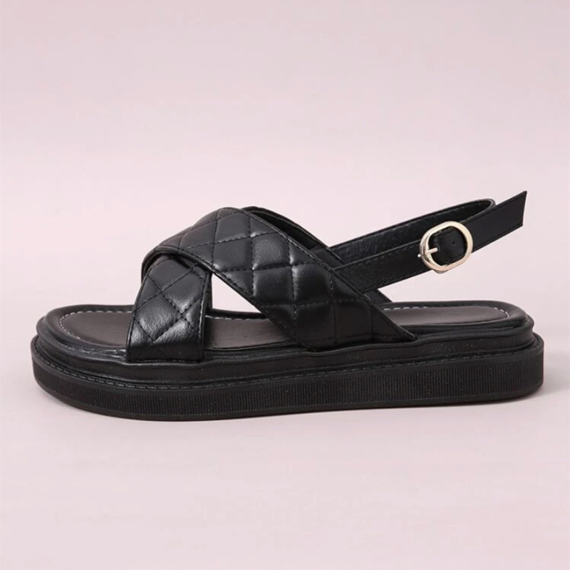 

Minimalist Quilted Decor Slingback Sandals, Black