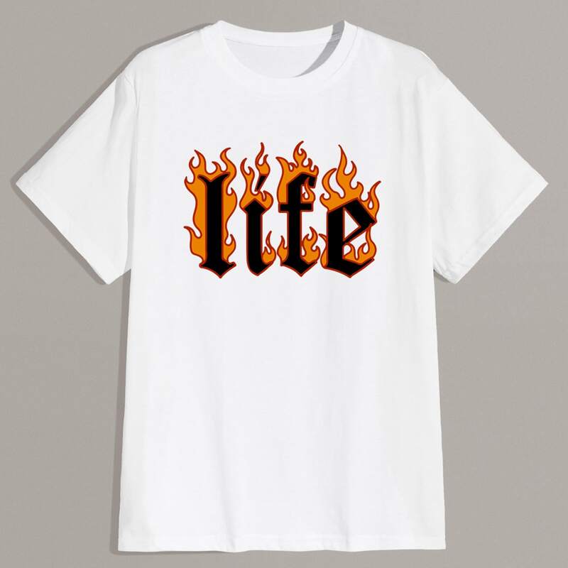 

Guys Letter Fire Graphic Tee, White