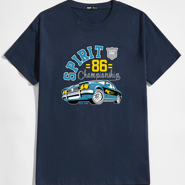 

Guys Letter Car Graphic Tee, Navy blue