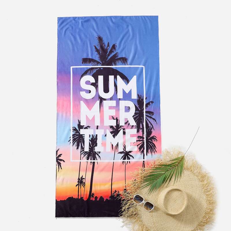 

Tropical & Letter Graphic Beach Blanket, Multicolor