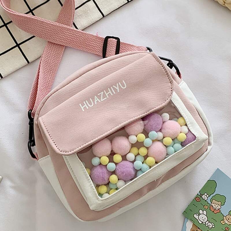 

Clear Pocket Front Crossbody Bag, Pink