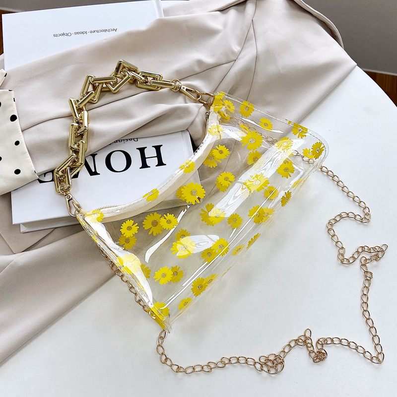 

Flower Graphic Satchel Bag, Yellow