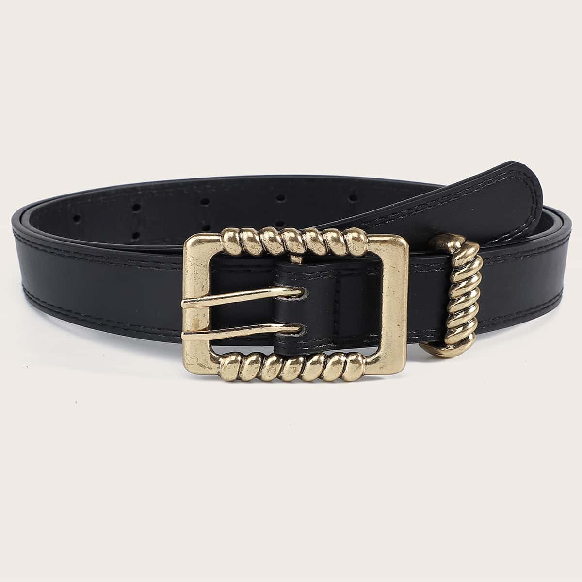 

Textured Metal Buckle Belt, Black