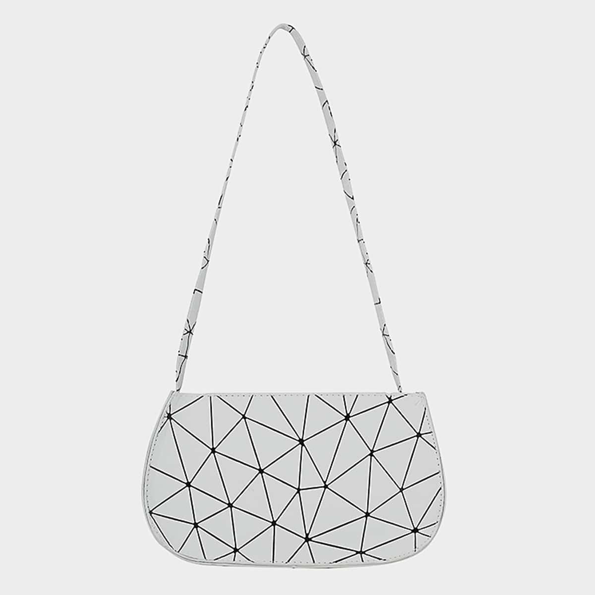 

Geometric Graphic Shoulder Bag, White
