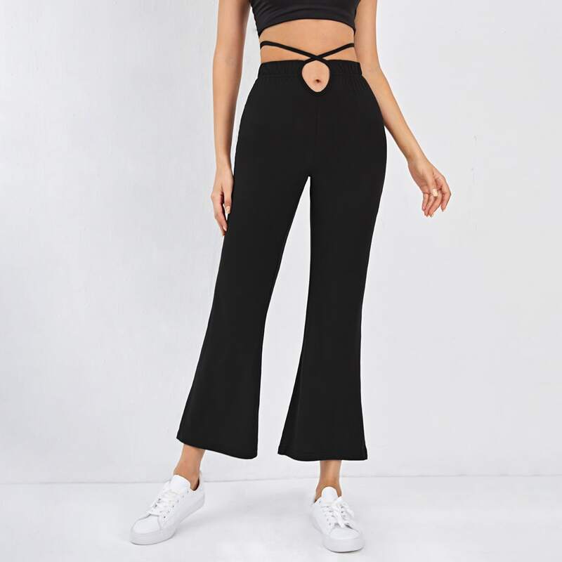

Criss Cross Flared Pants, Black