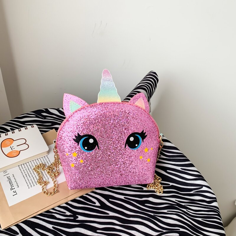 

Glitter Unicorn Design Crossbody Bag, Pink