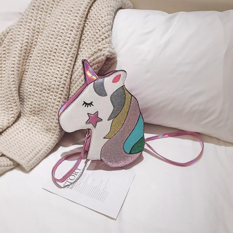 

Glitter Unicorn Design Crossbody Bag, Pink