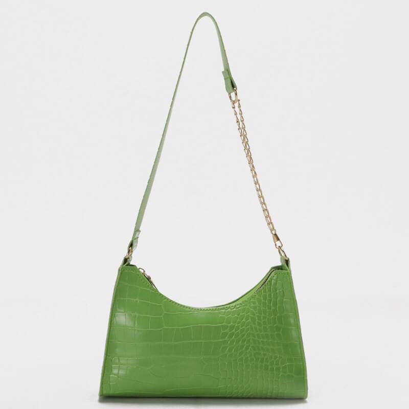 

Croc Embossed Shoulder Bag, Green