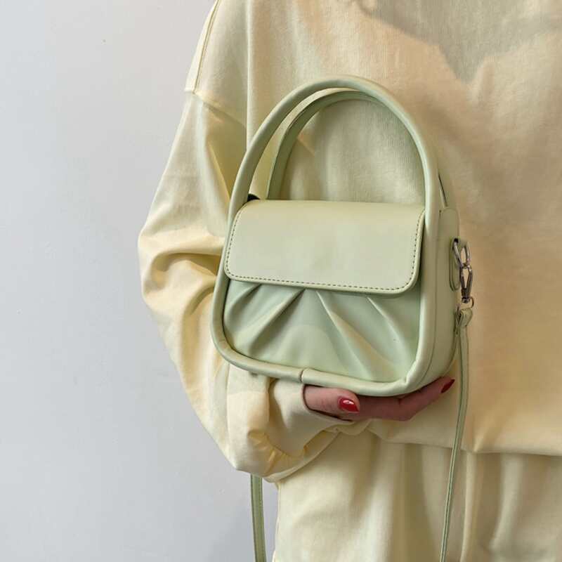 

Ruched Design Satchel Bag, Green