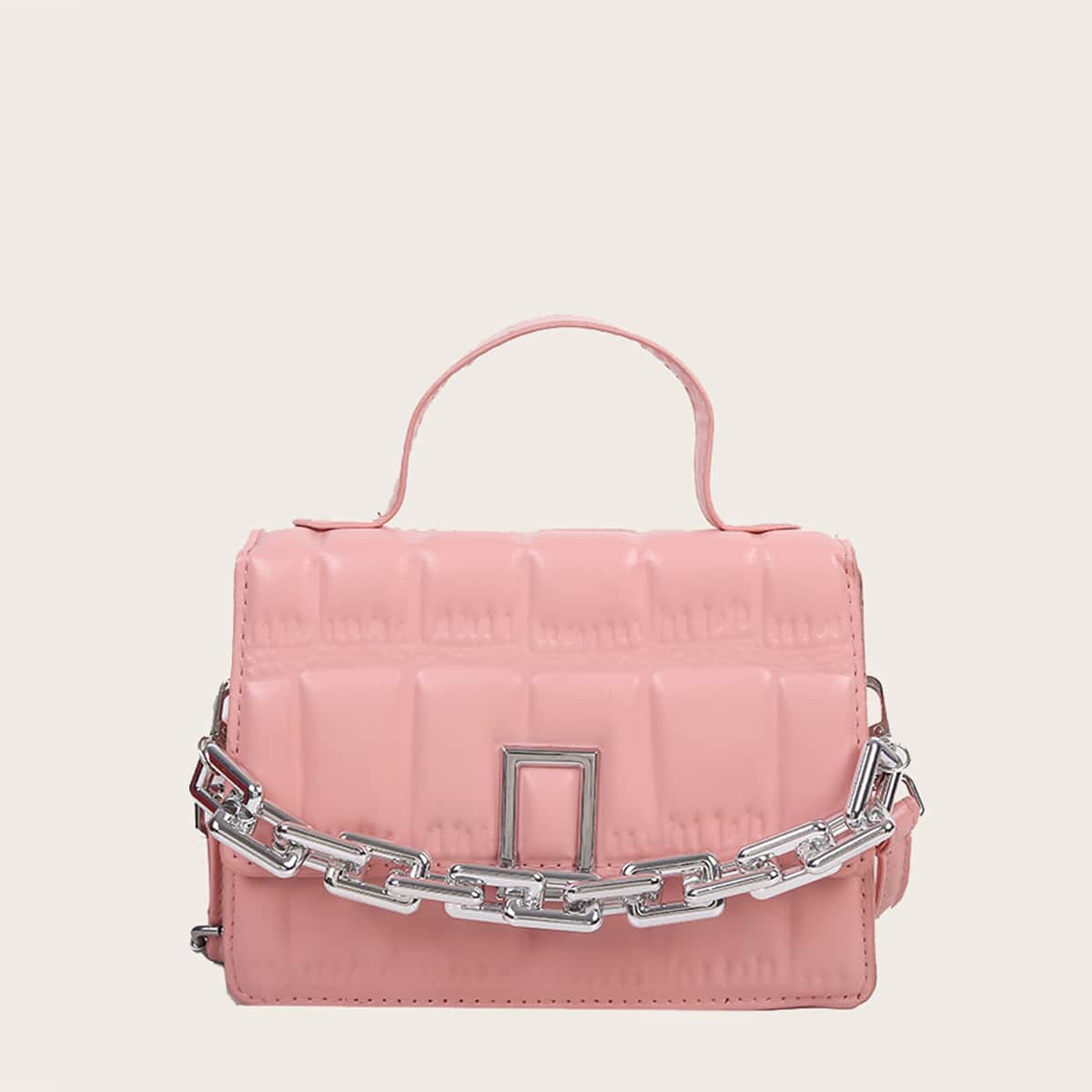 

Quilted Flap Chain Bag, Pink