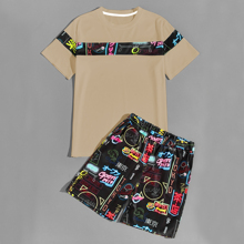 Guys Graffiti Print Tee With Shorts
