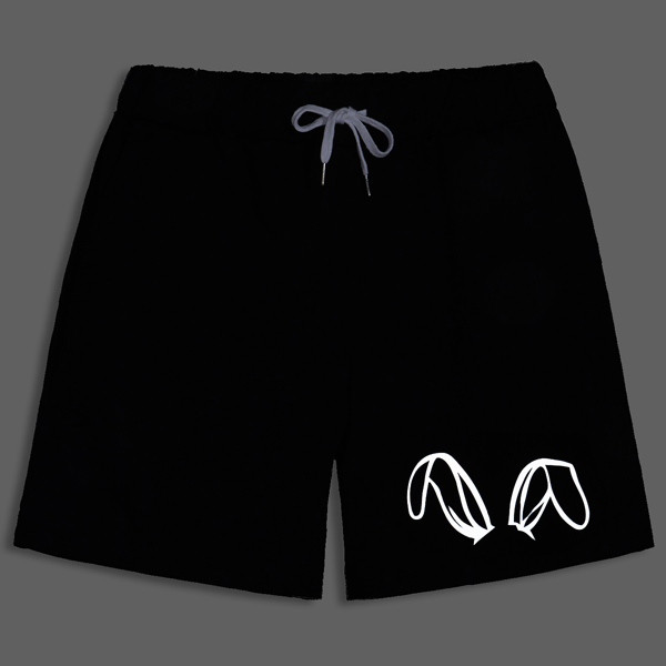 

Men Cartoon Graphic Drawstring Waist Shorts, Black