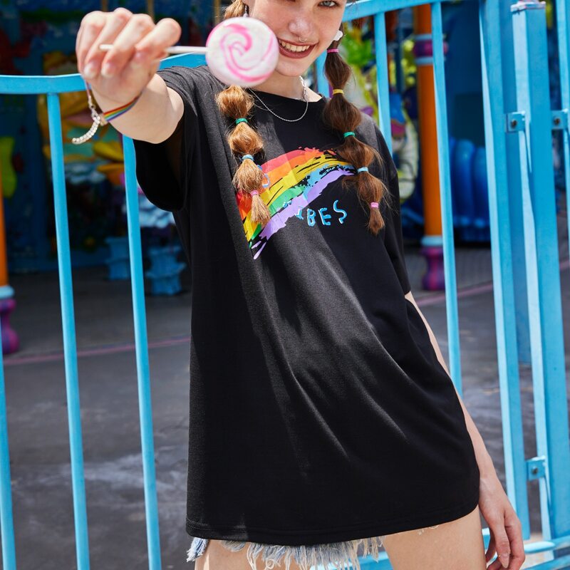 

Letter Rainbow Graphic Tee, Black